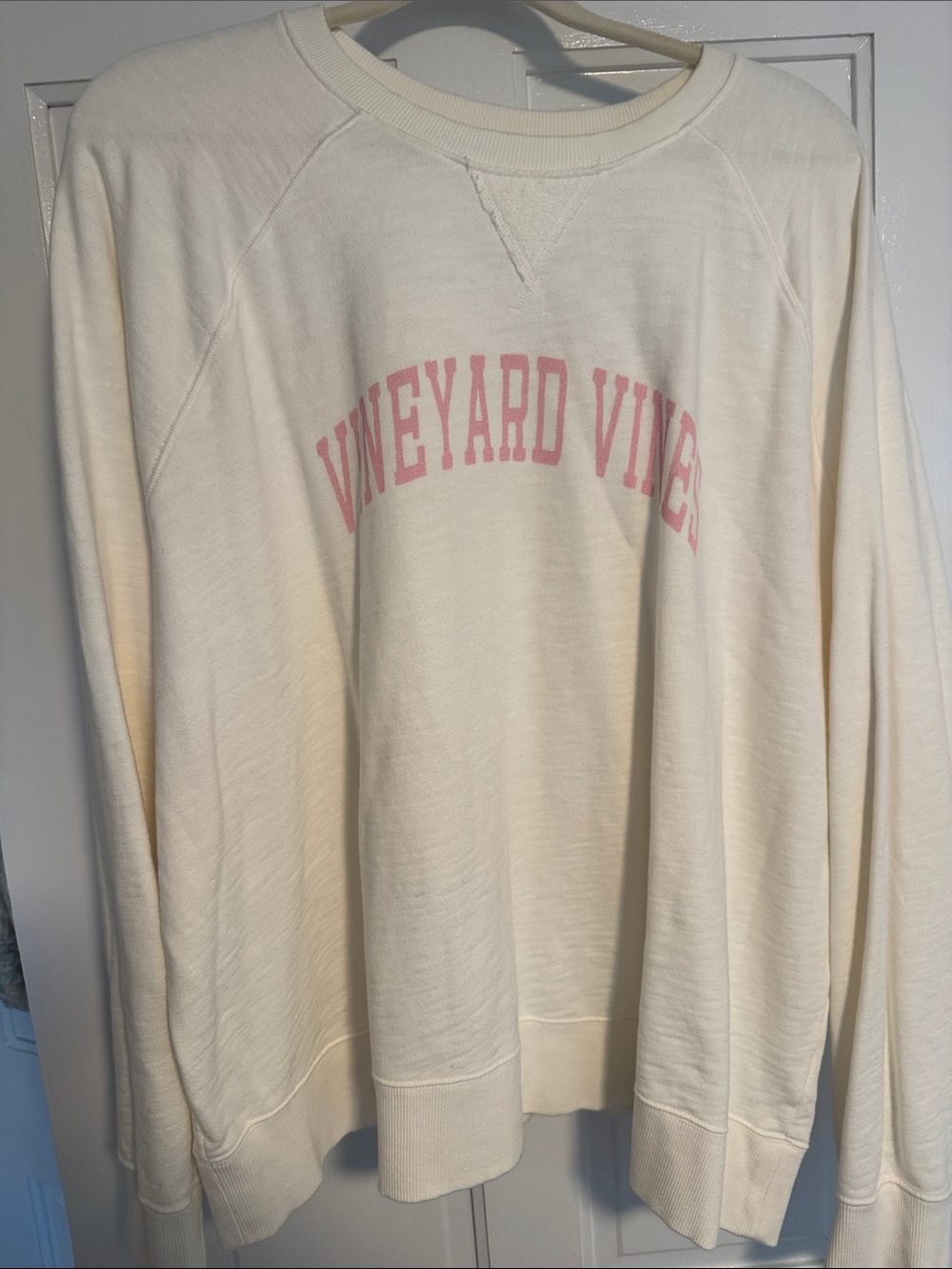 Vineyard Vines Cream Crewneck with Pink Arch Logo:Never Worn
